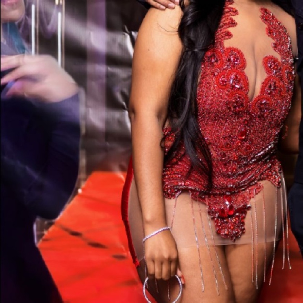 Custom made appliqué dress